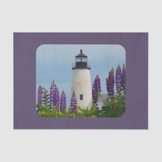 Pemaquid Lighthouse Lupine Blumendekoupage Seidenpapier (Vorderseite)
