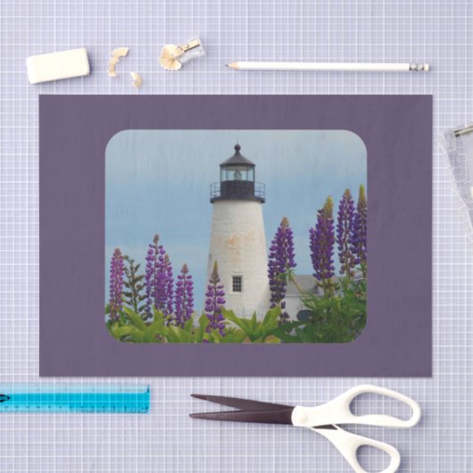 Pemaquid Lighthouse Lupine Blumendekoupage Seidenpapier (Handwerk)