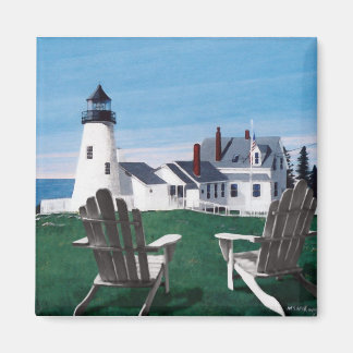 Pemaquid Lighthouse und Magnet mit zwei Stühlen