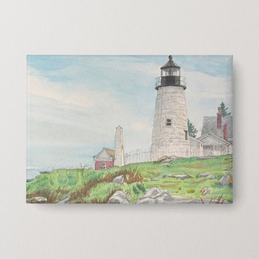 Pemaquid Point Aquarell Button (Vorderseite)