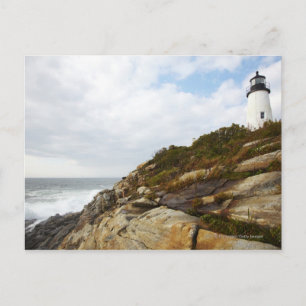Pemaquid Point Leuchtturm auf einer Felshälfte Postkarte