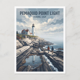 Pemaquid Point Leuchtturm, Bristol Maine Postkarte