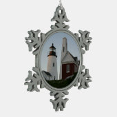 Pemaquid Point Light & Bell House Schneeflocken Zinn-Ornament (Links)