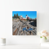 Pemaquid Point Lighthouse, Maine Quadratische Wanduhr (Zuhause)