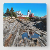 Pemaquid Point Lighthouse, Maine Quadratische Wanduhr (Vorderseite)