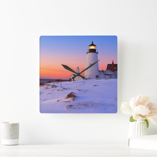 Pemaquid Point Lighthouse, Maine Quadratische Wanduhr (Zuhause)