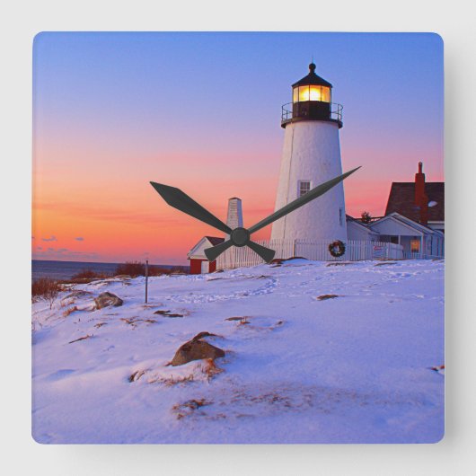 Pemaquid Point Lighthouse, Maine Quadratische Wanduhr (Vorderseite)