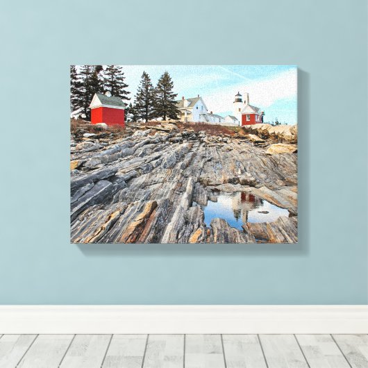 Pemaquid Point Lighthouse Maine Wrapped Canvas Leinwanddruck (Insitu (Holzboden))
