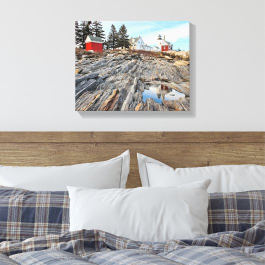 Pemaquid Point Lighthouse Maine Wrapped Canvas Leinwanddruck (Insitu (Schlafzimmer))