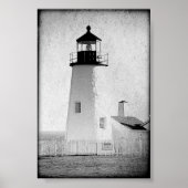 Pemaquid Point Maine Leuchtturm Schwarz-Weiß Poster (Vorne)