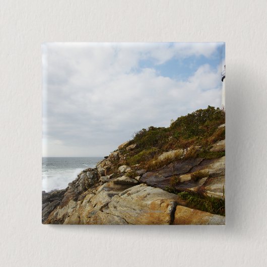 Pemaquid Punkt-Leuchtturm auf einem felsigen Button (Vorderseite)