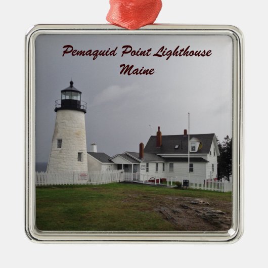 Pemaquid Punkt-Leuchtturm, Maine Silbernes Ornament (Vorne)