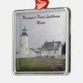 Pemaquid Punkt-Leuchtturm, Maine Silbernes Ornament (Links)