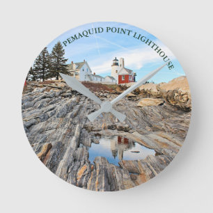 Pemaquid Punkt-Leuchtturm-Maine-Wanduhr Runde Wanduhr
