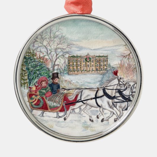 Pemberley Sleigh Ride - Jane Austen Ornament Aus Metall (Vorne)