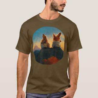 Pembroke Cardigan Welsh Corgi Hunde Sunset Watchin T-Shirt