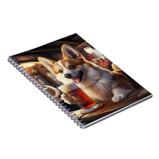 Pembroke Corgi Drink a Beer im Pub Notizblock (Rechte Seite)