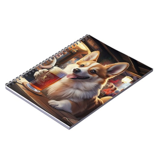 Pembroke Corgi Drink a Beer im Pub Notizblock (Linke Seite)