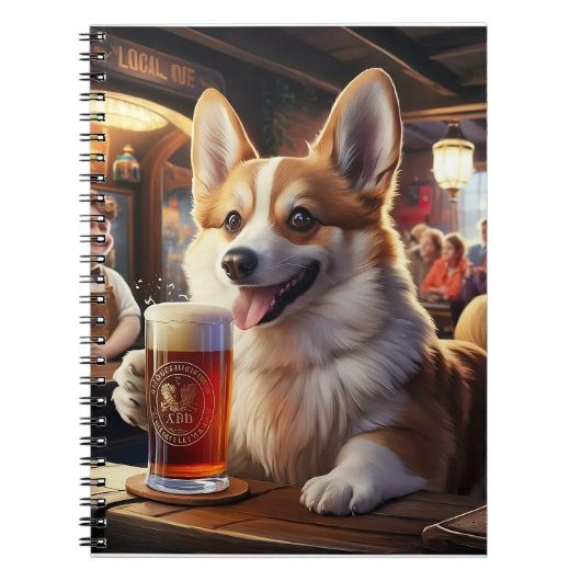 Pembroke Corgi Drink a Beer im Pub Notizblock (Vorderseite)