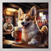 Pembroke Corgi Drink a Beer im Pub Poster (Vorne)