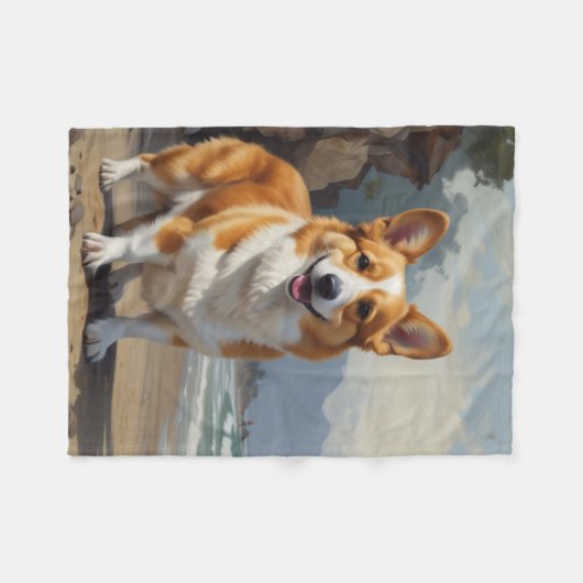 Pembroke Corgi Fleecedecke (Vorderseite (Horizontal))