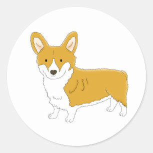 Pembroke Corgi Hallo Welpenhund Cartoon Runder Aufkleber