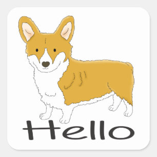 Pembroke Corgi Hallo Welpenhund denkt an dich Quadratischer Aufkleber