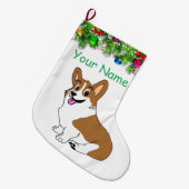 Pembroke Corgi Holiday Großer Weihnachtsstrumpf (Vorderansicht (hängend))