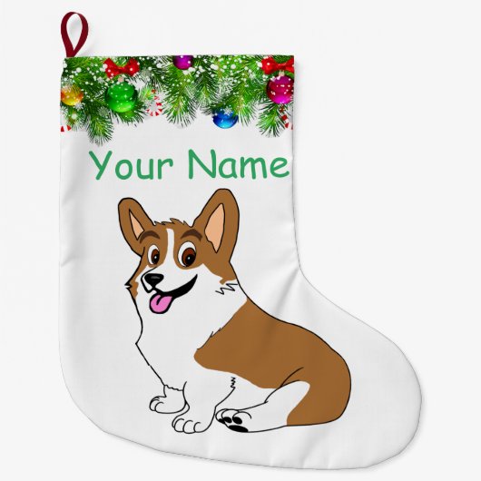 Pembroke Corgi Holiday Großer Weihnachtsstrumpf (Vorderseite)