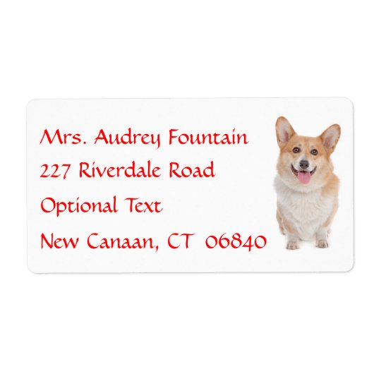 Pembroke Corgi Name Rücksendeadresse Mailing Label (Vorne)
