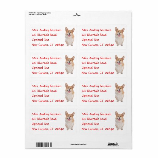 Pembroke Corgi Name Rücksendeadresse Mailing Label (Vorne)