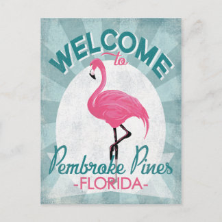 Pembroke Pines Florida Pink Flamingo Retro Postkarte
