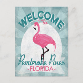 Pembroke Pines Florida Pink Flamingo Retro Postkarte