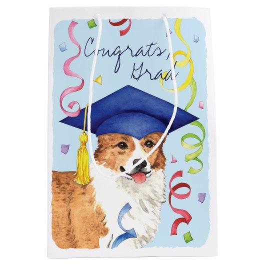 Pembroke-Walisercorgi-Absolvent Mittlere Geschenktüte (Vorderseite)