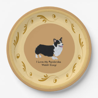 Pembroke-WaliserCorgi, -brown und -gold Pappteller