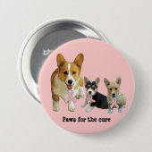 Pembroke-Walisercorgi-Brustkrebs-Knopf Button (Vorne & Hinten)