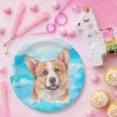 Pembroke-Walisercorgi-Hundehaustier-Aquarell Pappteller (Party)
