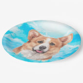 Pembroke-Walisercorgi-Hundehaustier-Aquarell Pappteller (Schrägansicht)