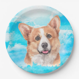Pembroke-Walisercorgi-Hundehaustier-Aquarell Pappteller