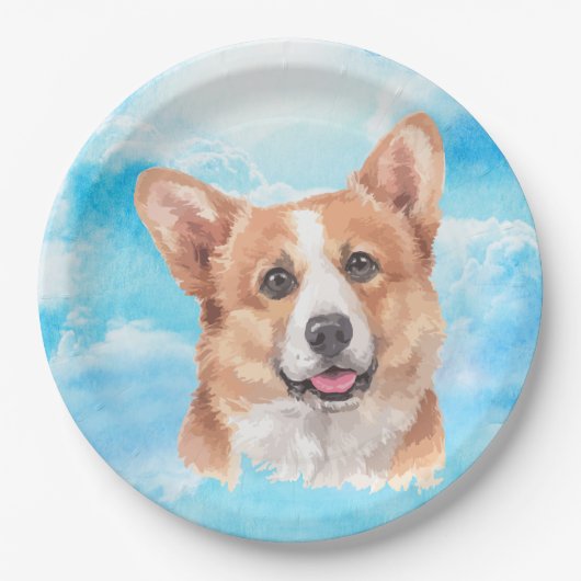 Pembroke-Walisercorgi-Hundehaustier-Aquarell Pappteller (Vorderseite)