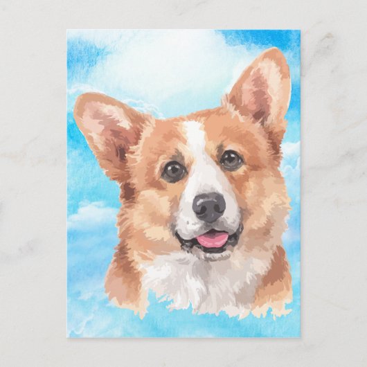 Pembroke-Walisercorgi-Hundehaustier-Aquarell Postkarte (Vorderseite)