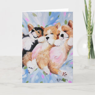 Pembroke-Walisercorgi-Hundewelpen-Kunst Karte