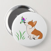 Pembroke-WaliserCorgi mit Schmetterling Button (Vorne & Hinten)
