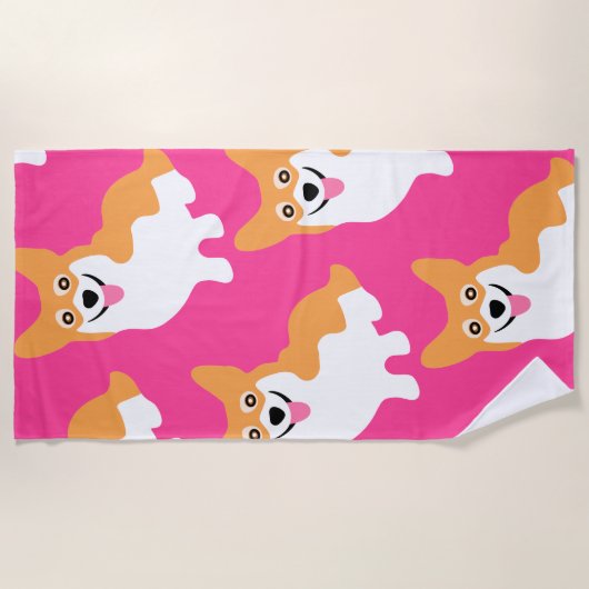 Pembroke-Walisercorgi-Muster Strandtuch (Vorderseite)