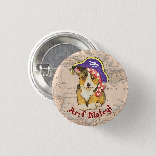 Pembroke-Walisercorgi-Pirat Button (Vorne & Hinten)