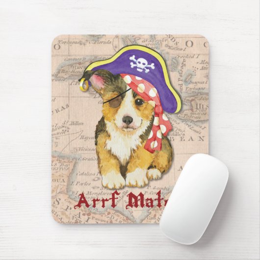 Pembroke-Walisercorgi-Pirat Mousepad (Mit Mouse)