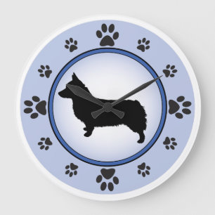 Pembroke-Walisercorgi-Silhouette Große Wanduhr
