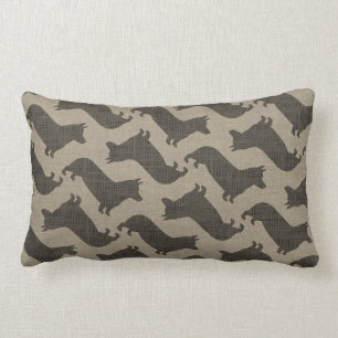 Pembroke-Walisercorgi-Silhouette-Muster-Leinwand Lendenkissen