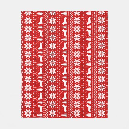 Pembroke-Walisercorgi-Silhouette-Weihnachtsmuster Fleecedecke (Vorderseite)