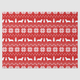 Pembroke-Walisercorgi-Silhouette-Weihnachtsmuster Seidenpapier